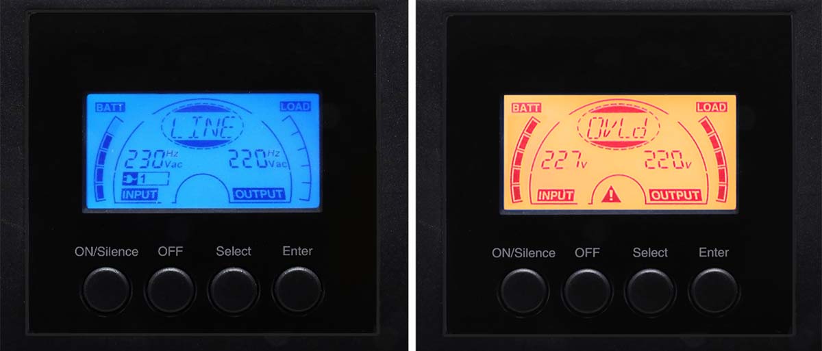 สีไฟพื้นหลังหน้าจอ LCD UPS สีฟ้า สีส้ม